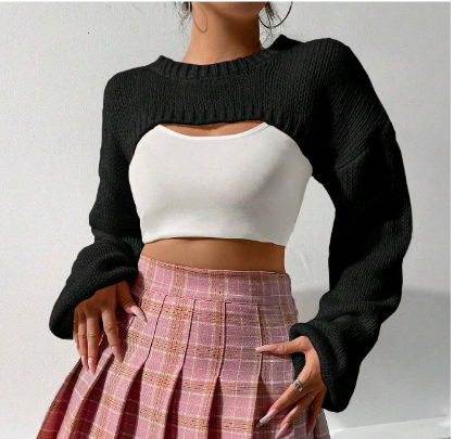 Extreme Crop Shoulder Sweater