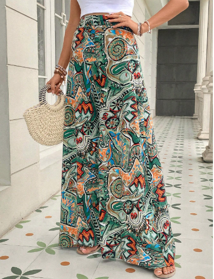 Chic Baddie Allover Print Wide Leg Pants