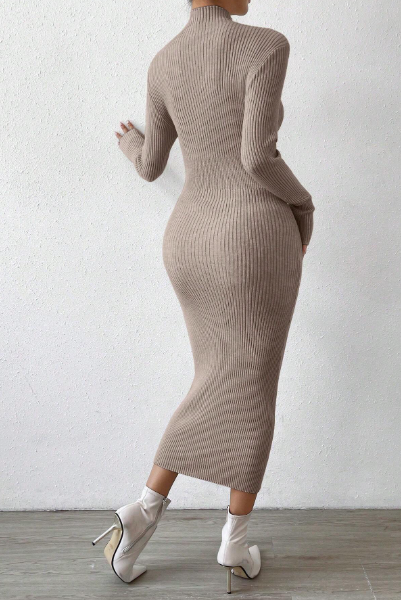 Turtleneck Fitted Knit Sweater Dress