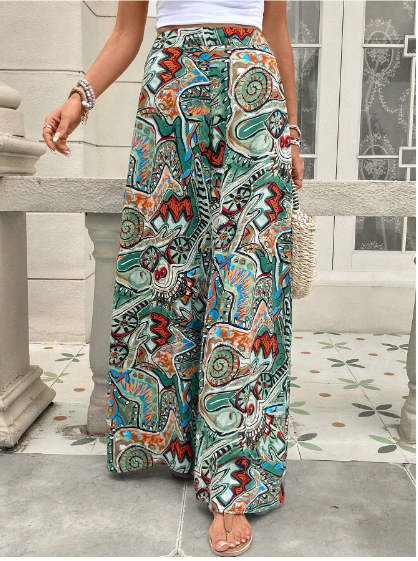 Chic Baddie Allover Print Wide Leg Pants