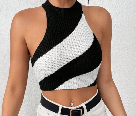 Striped Knitted Crop Top